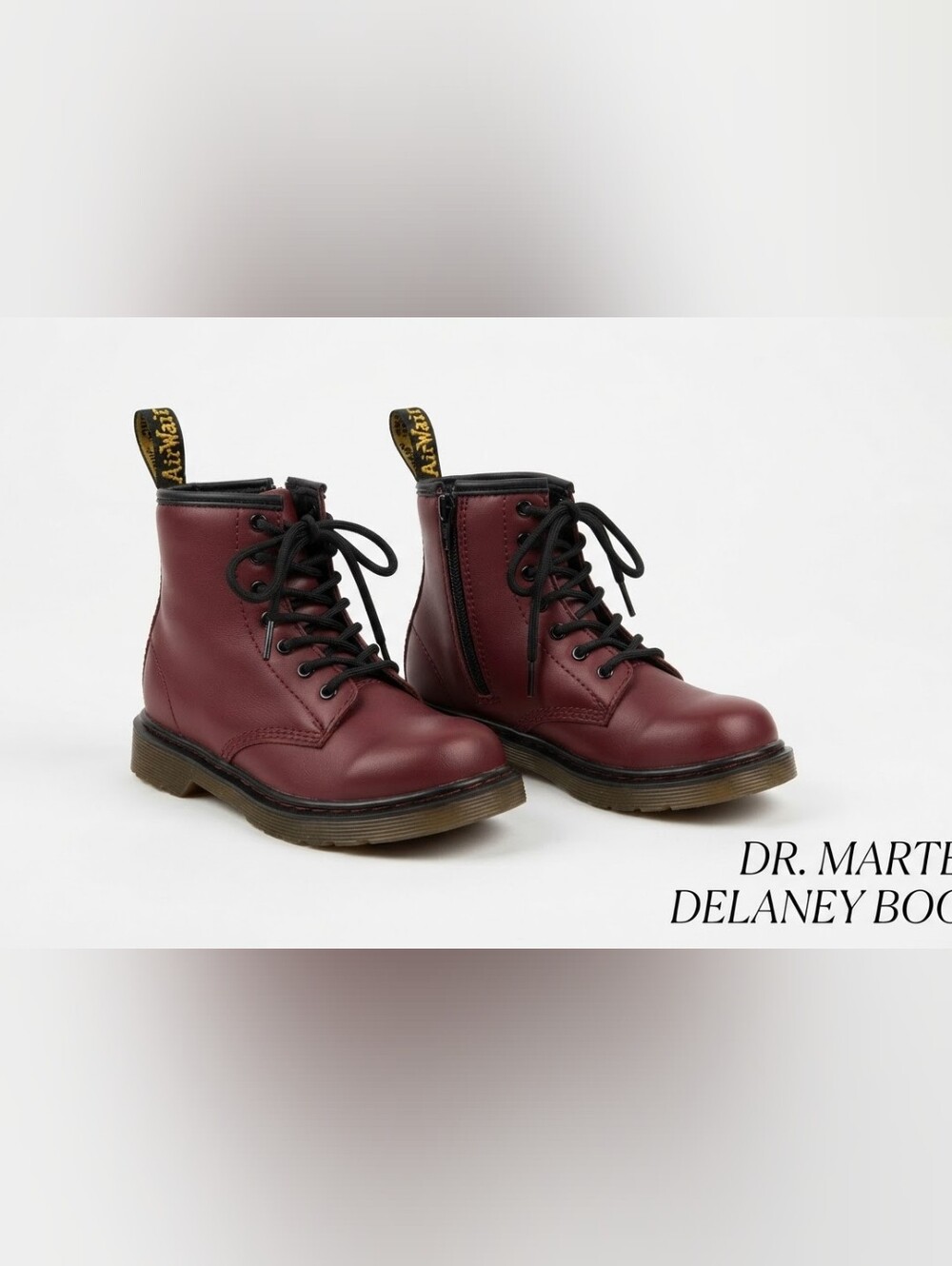 Kids Burgundy Lace-Up Combat Boots
